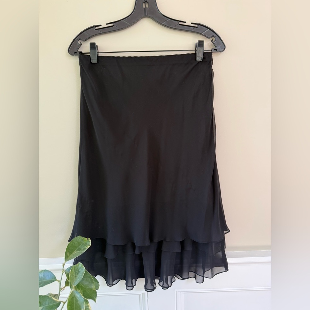 Alex Evenings vintage Black Tiered A-Line Midi Skirt